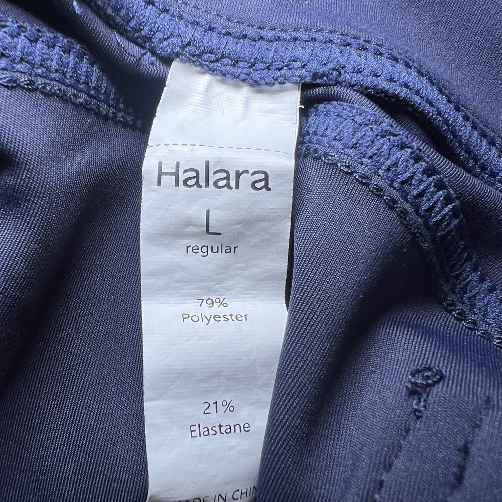 Halara Women's Size Large Blue High Waisted Back Pocket Flare Leggings Work Pant - Picture 5 of 5